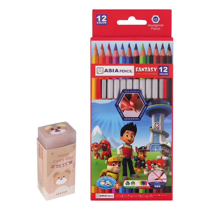 مداد رنگی 12 رنگ آسیا طرح خرسی کد 01596 به همراه پاک کن