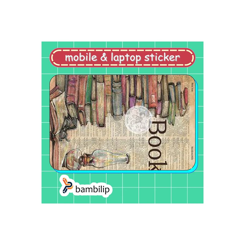 استیکر بامبیلیپ مدل کارت عابر طرح کتاب و عینک و چراغ کد 0065087