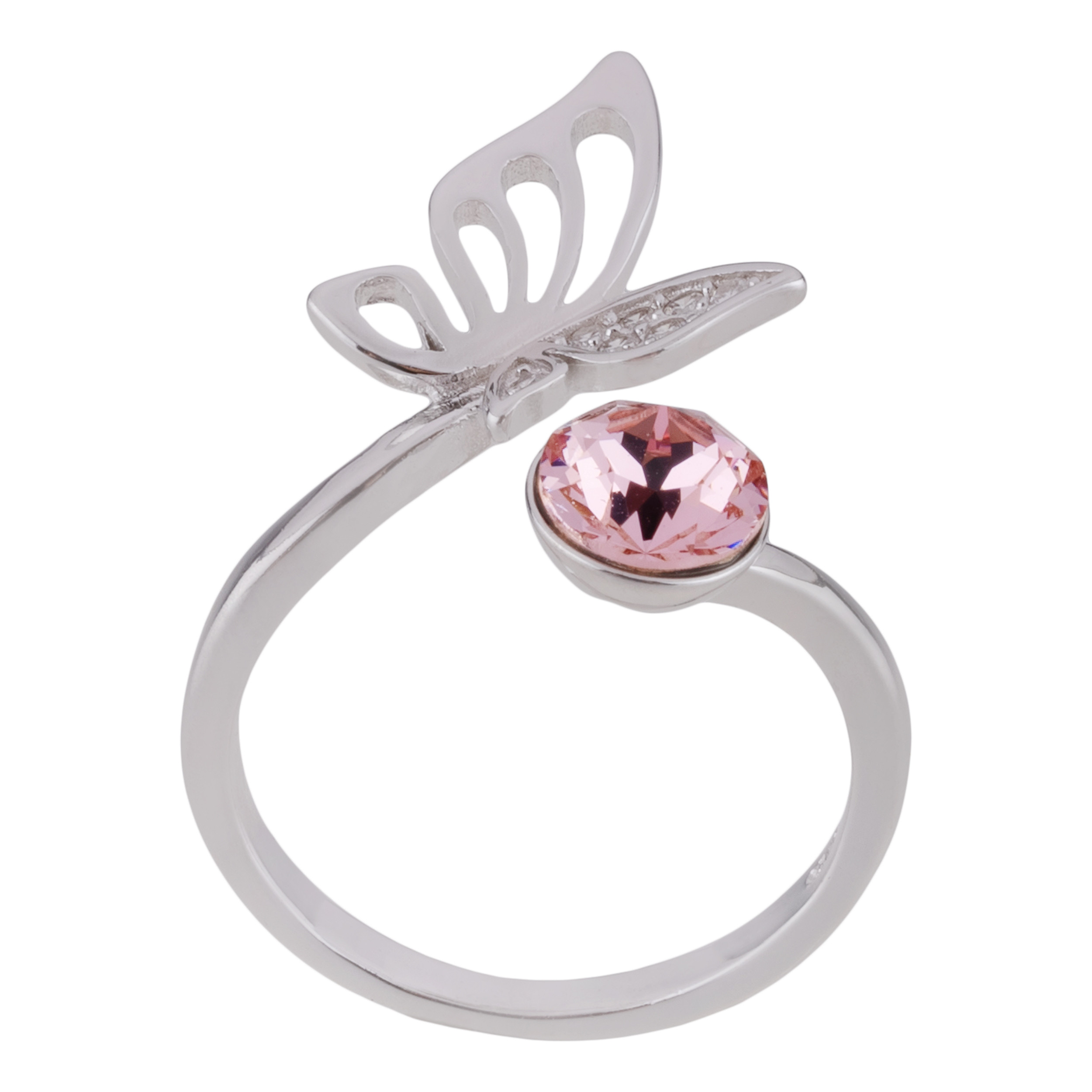 انگشتر نقره زنانه سواروسکی مدل پروانه و سنگ کد 458745