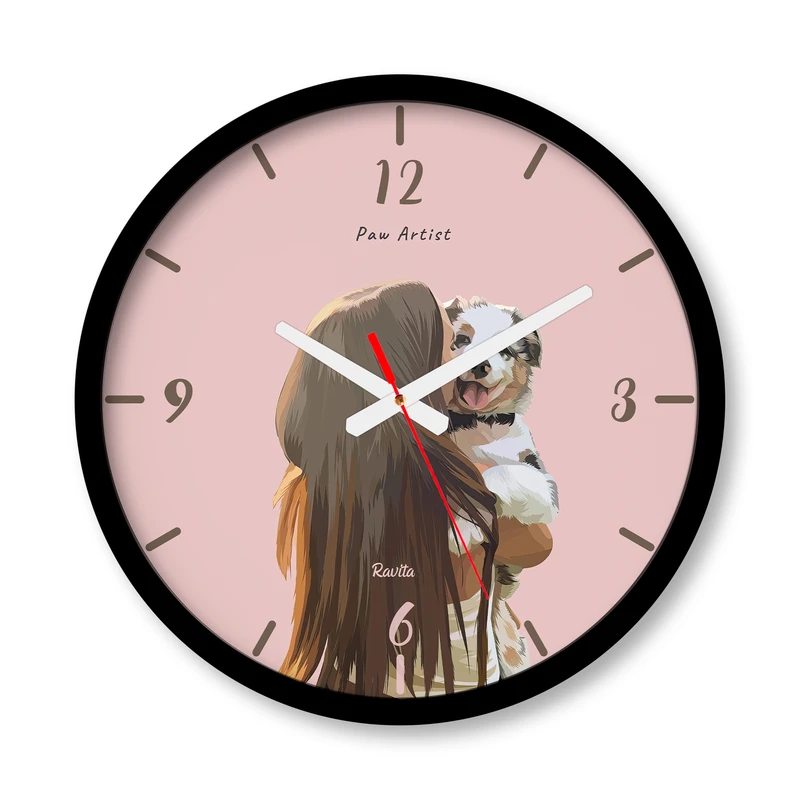 ساعت رومیزی عقربه‌ای راویتا مدل سگ و دختر کد 3518