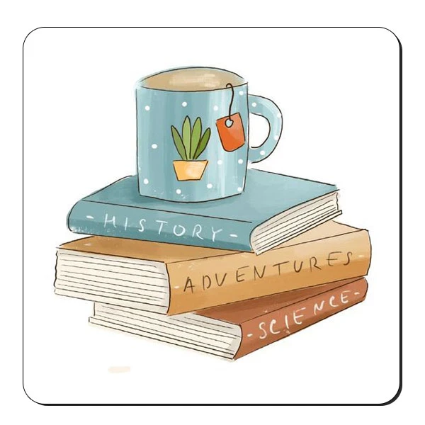 	 زیر لیوانی طرح کتاب و لیوان چایی کد nzl568