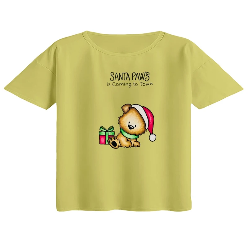 کراپ تی‌شرت آستین کوتاه زنانه مدل خرس کریسمس کد 9