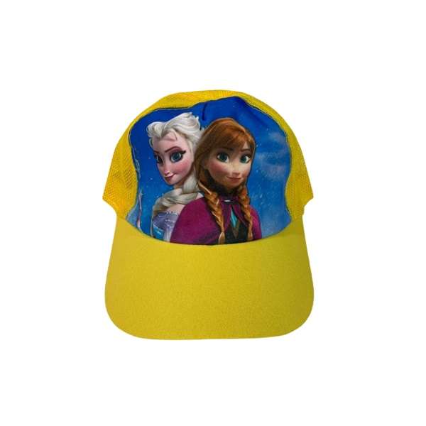 کلاه کپ دخترانه مدل پشت توری السا و آنا رنگ زرد