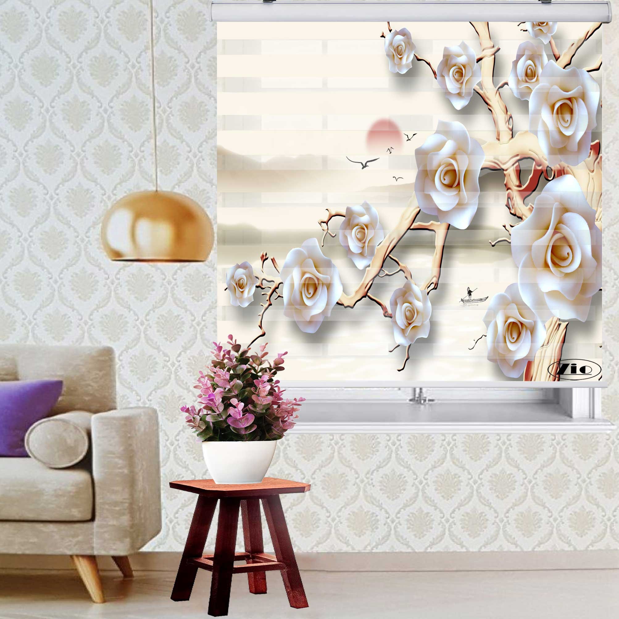 پرده زبرا زیو کد 3D1393 سایز 150x150 سانتی متر