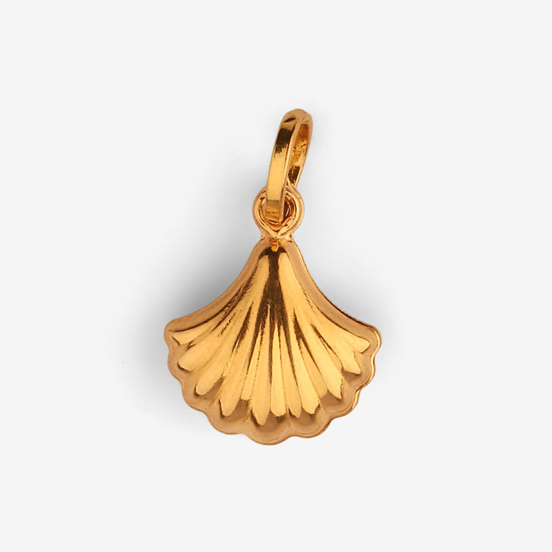 آویز گردنبند طلا 18 عیار زنانه نگین طرح صدف