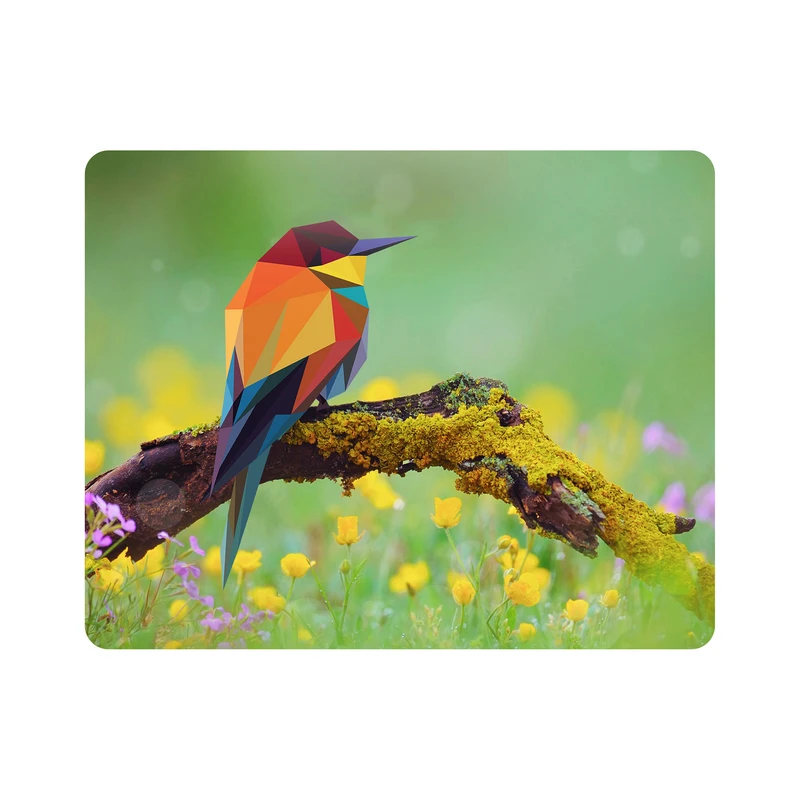 ماوس پد اطلس آبی طرح درخت و پرنده مدل T1367