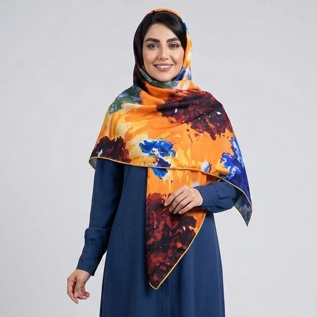 روسری زنانه مدل نخی کجراه پاییزه دست دوز کد 1318