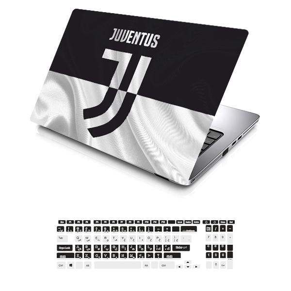 استیکر لپ تاپ توییجین و موییجین طرح Juventus کد 01 مناسب برای لپ تاپ 13 اینچ به همراه برچسب حروف فارسی کیبورد