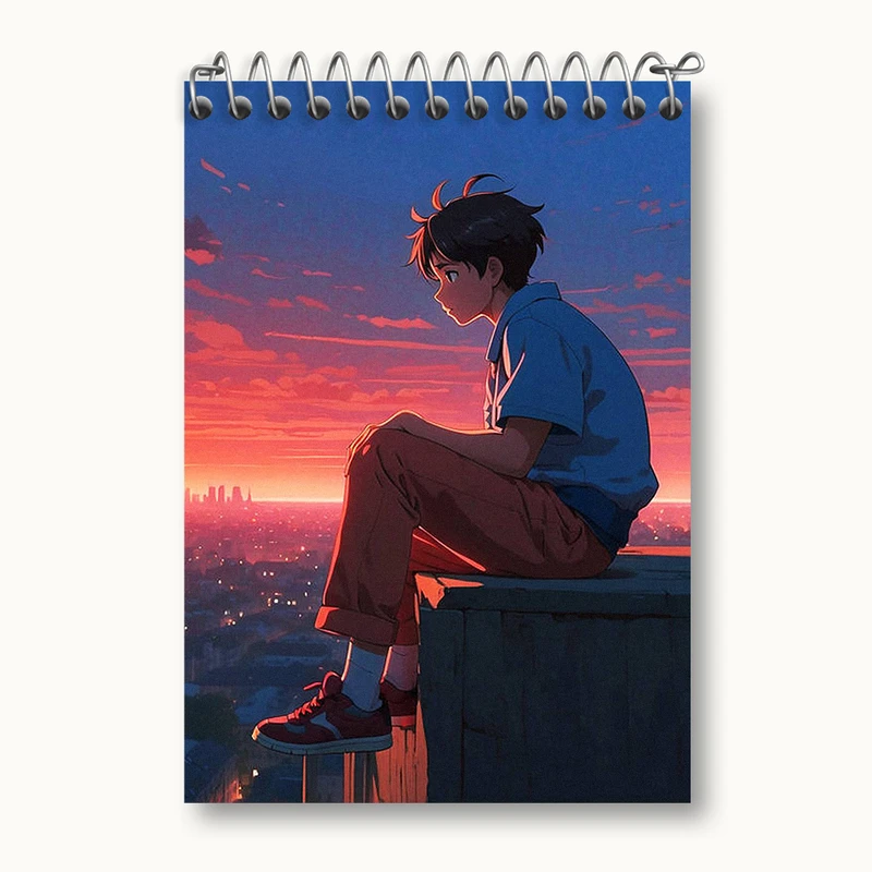 دفتر یادداشت 50 برگ خندالو طرح پسر انیمه ای کد N1933