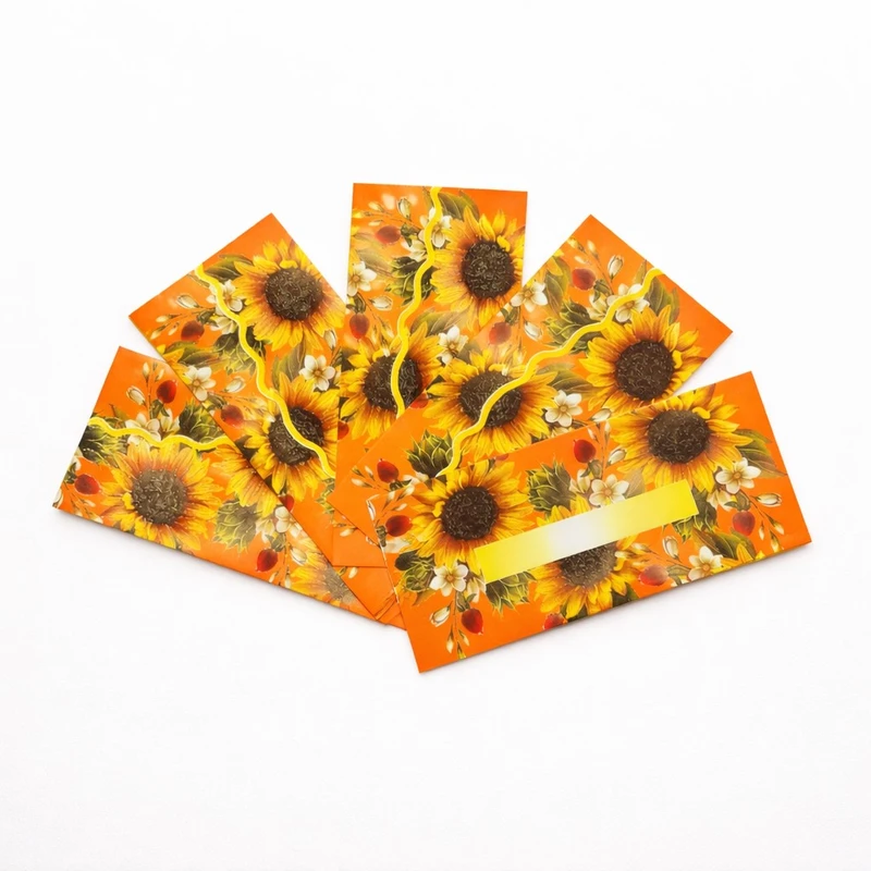 پاکت هدیه مدل افتابگردان بسته 5 عددی