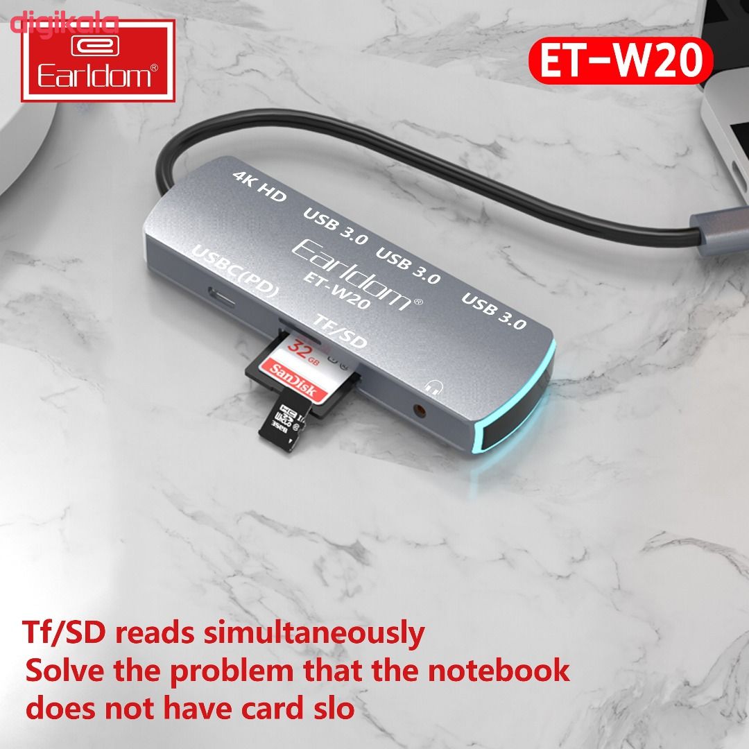 هاب 8 پورت USB-C ارلدام مدل ET-20W main 1 3