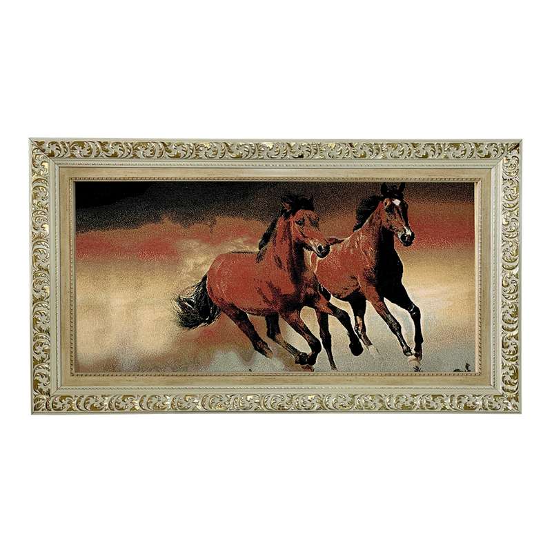 تابلو فرش ماشینی طرح دستبافت مدل دو اسب کد 7615