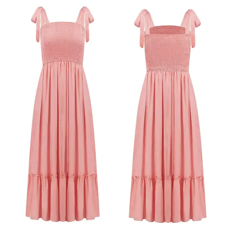 پیراهن زنانه مدل تابستانی رنگ صورتی