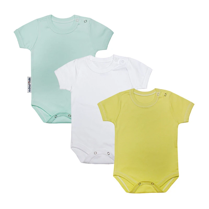 بادی آستین کوتاه نوزادی آدمک مدل 170051  مجموعه 3 عددی