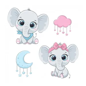 استند تولد طرح بچه فیل دخترانه و پسرانه  کد 124 مجموعه 4 عددی