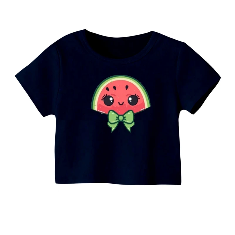 کراپ‌ تی‌شرت آستین کوتاه زنانه مدل هندوانه یلدایی کد 40