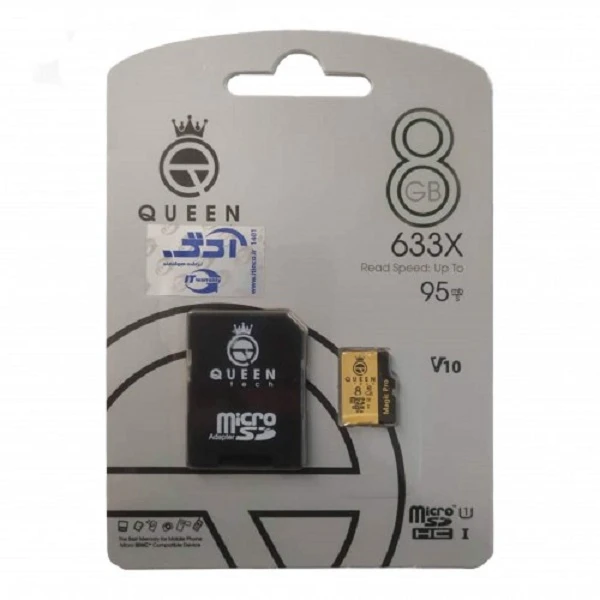  کارت حافظه Micro SD HC کوئین تک مدل A2-V30-633X کلاس 10 استاندارد UHS-l U3 سرعت 95MBps ظرفیت 8 گیگابایت به همراه آداپتور SD
