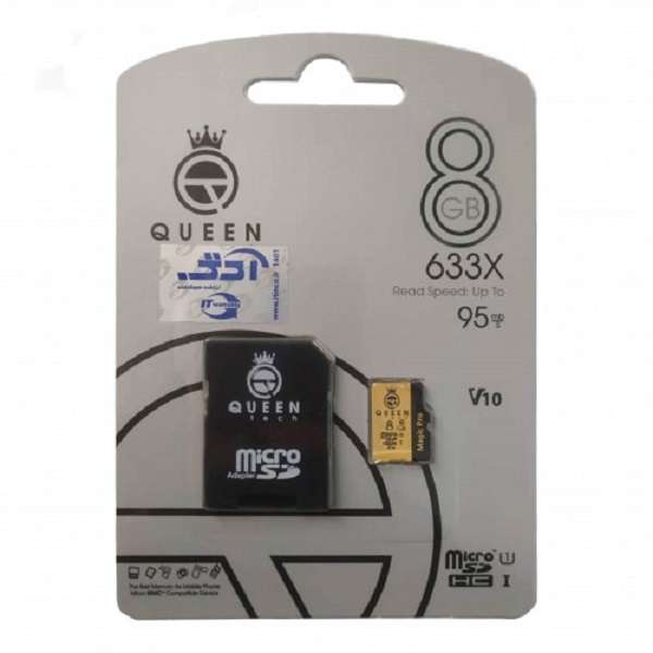 کارت حافظه Micro SD HC کوئین تک مدل A2-V30-633X کلاس 10 استاندارد UHS-l U3 سرعت 95MBps ظرفیت 8 گیگابایت به همراه آداپتور SD کارت حافظه Micro SD HC کوئین تک مدل A2-V30-633X کلاس 10 استاندارد UHS-l U3 سرعت 95MBps ظرفیت 8 گیگابایت به همراه آداپتور SD