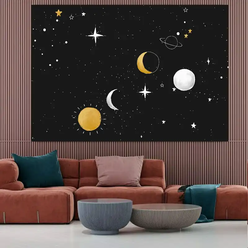 پوستر دیواری طرح کهکشان مدل ماه و ستاره کدSDP7916