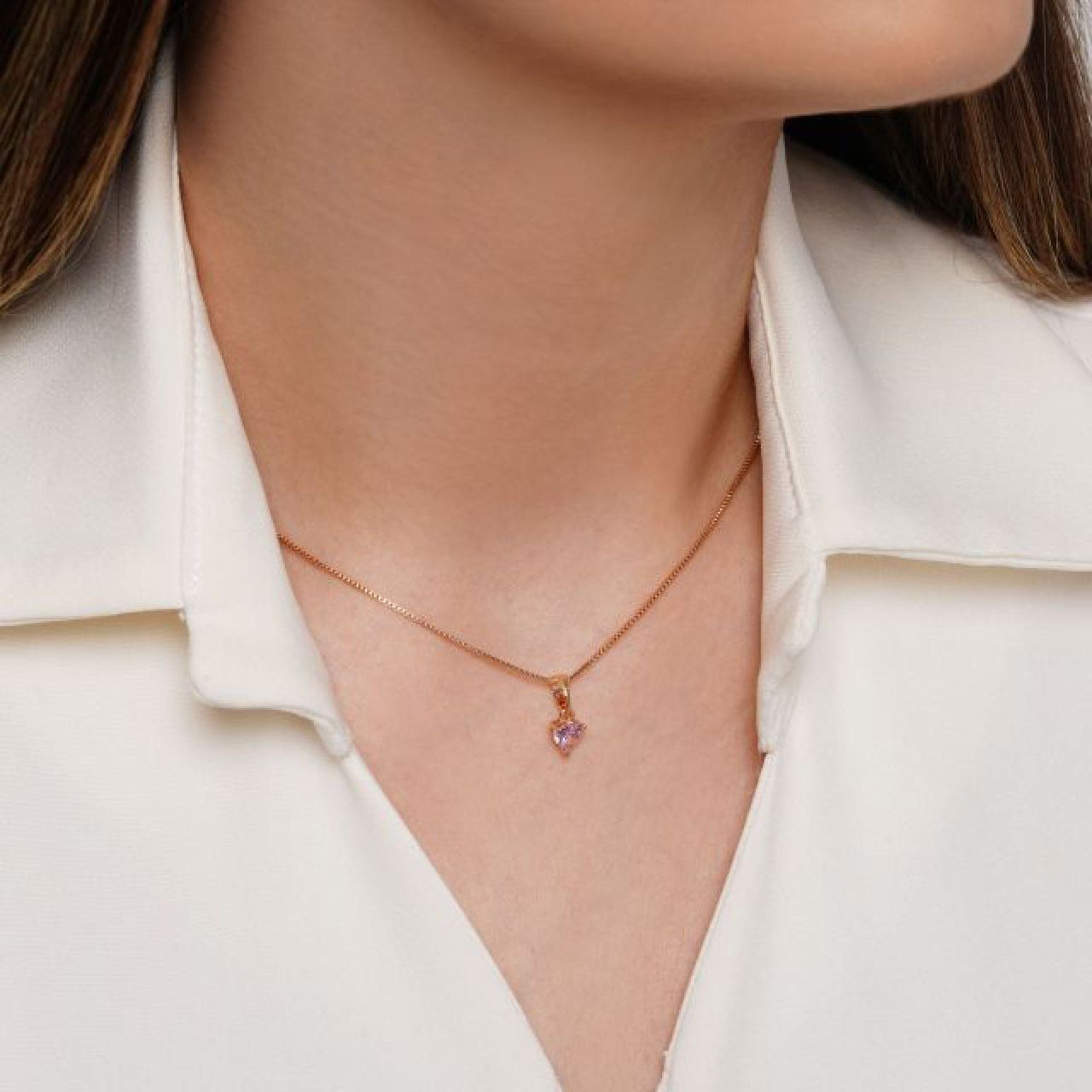 گردنبند زنانه ژوپینگ مدل قلب نگین 349433 - - 5