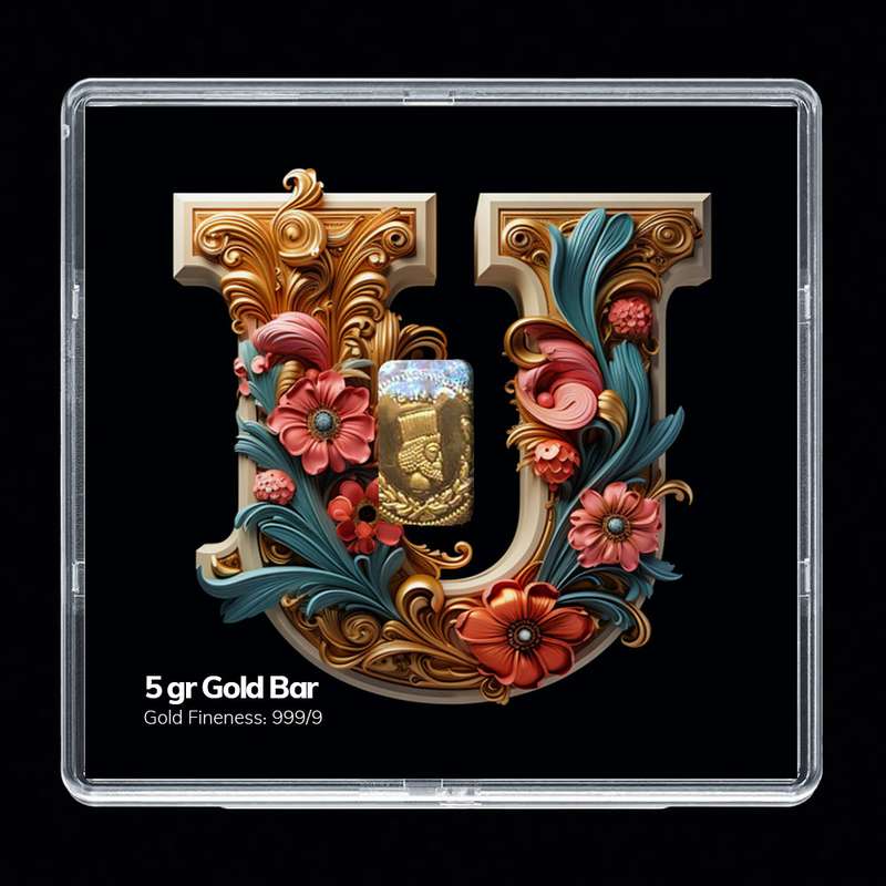 شمش طلا 24 عیار مدوپد مدل حرف U کد SH-10209 شمش طلا 24 عیار مدوپد مدل حرف U کد SH-10209