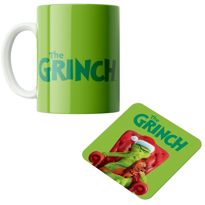 ماگ پاد آفرین مدل انیمیشن گرینچ کد DKC657 به همراه زیر لیوانی