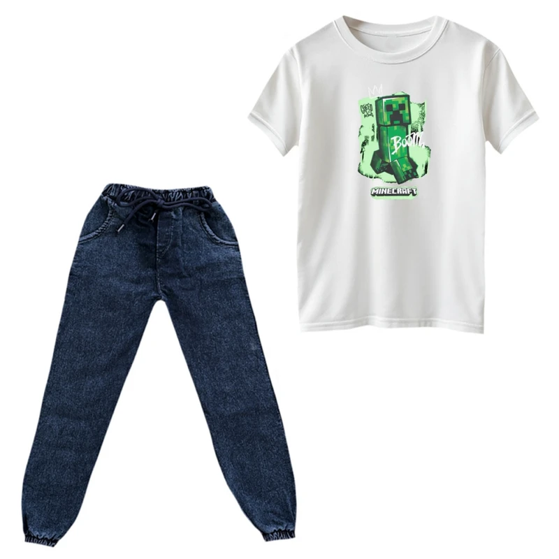 ست تی‌شرت و شلوار پسرانه مدل ماینکرفت کد 6