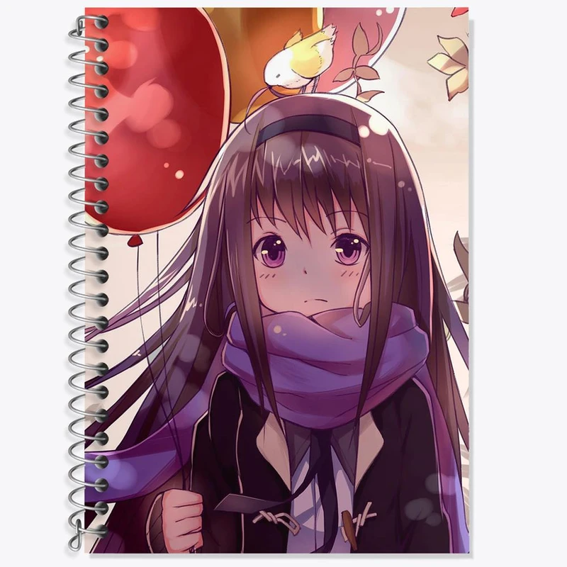 دفتر زبان 50 برگ خندالو مدل سه خط طرح همورا انیمه مادوکا مجیکا Madoka Magica کد 18358