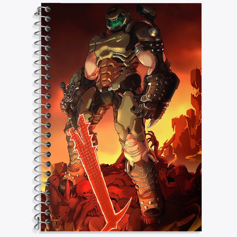 دفتر زبان 50 برگ خندالو مدل سه خط طرح بازی رستاخیز (Doom) کد 31400