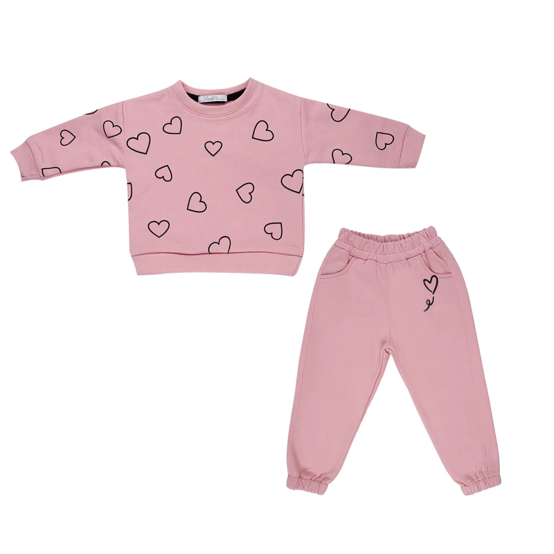 ست سویشرت آستین بلند و شلوار دخترانه فیورلا مدل قلب کد 35520