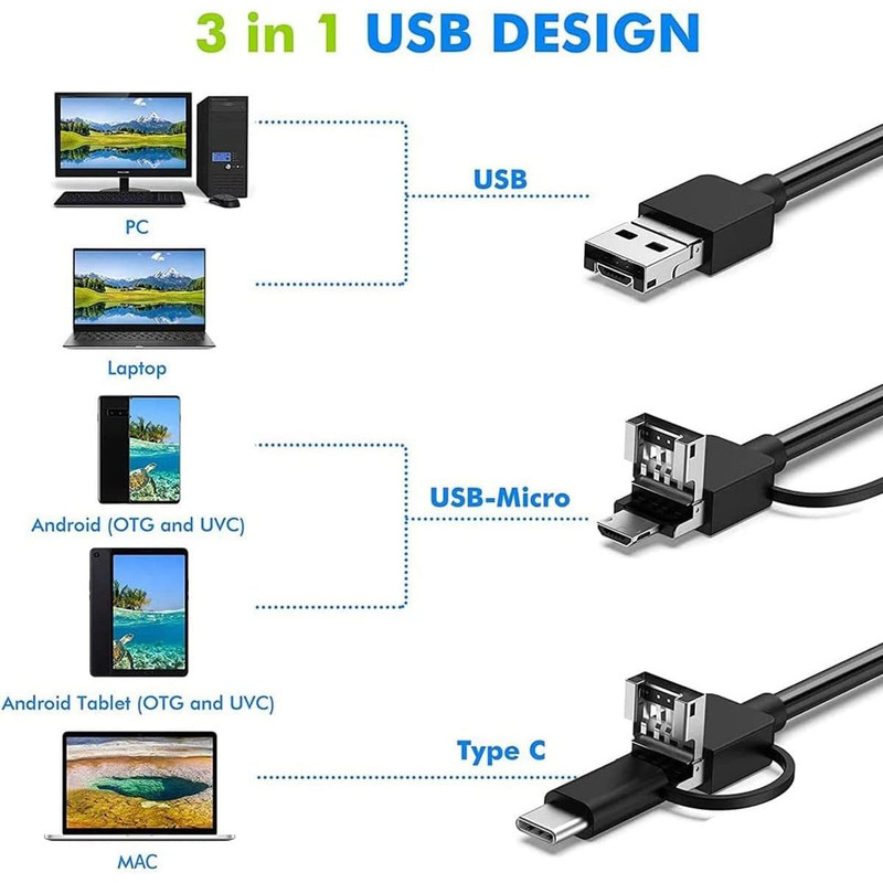 دوربین آندوسکوپی مدل ضدآب اتوفوکوس 20M 5MP HD