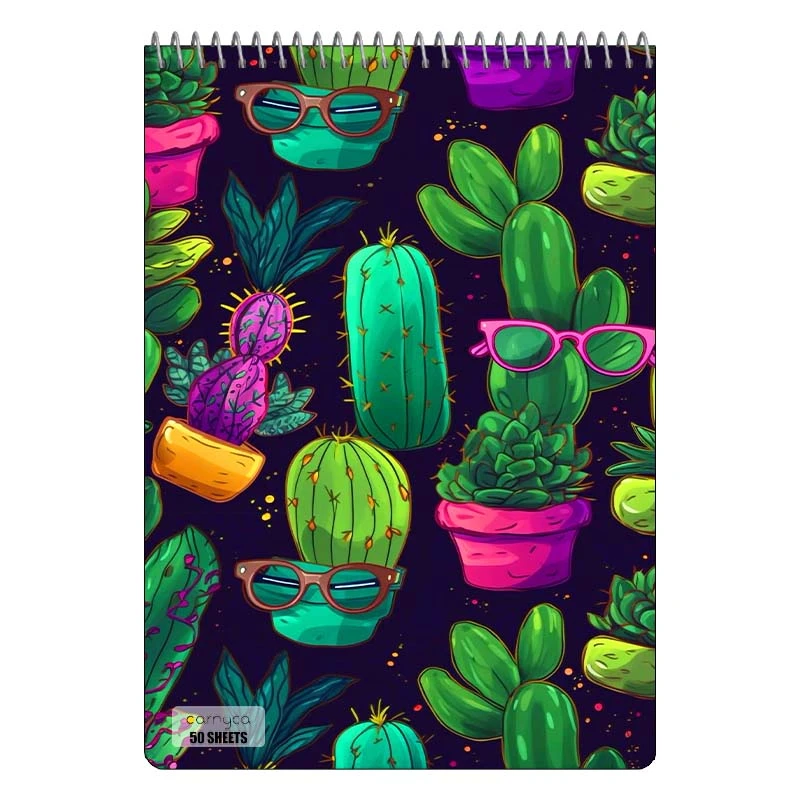 دفتر نقاشی 50 برگ سیمی کارنیکا طرح کاکتوس cactus کد 44019