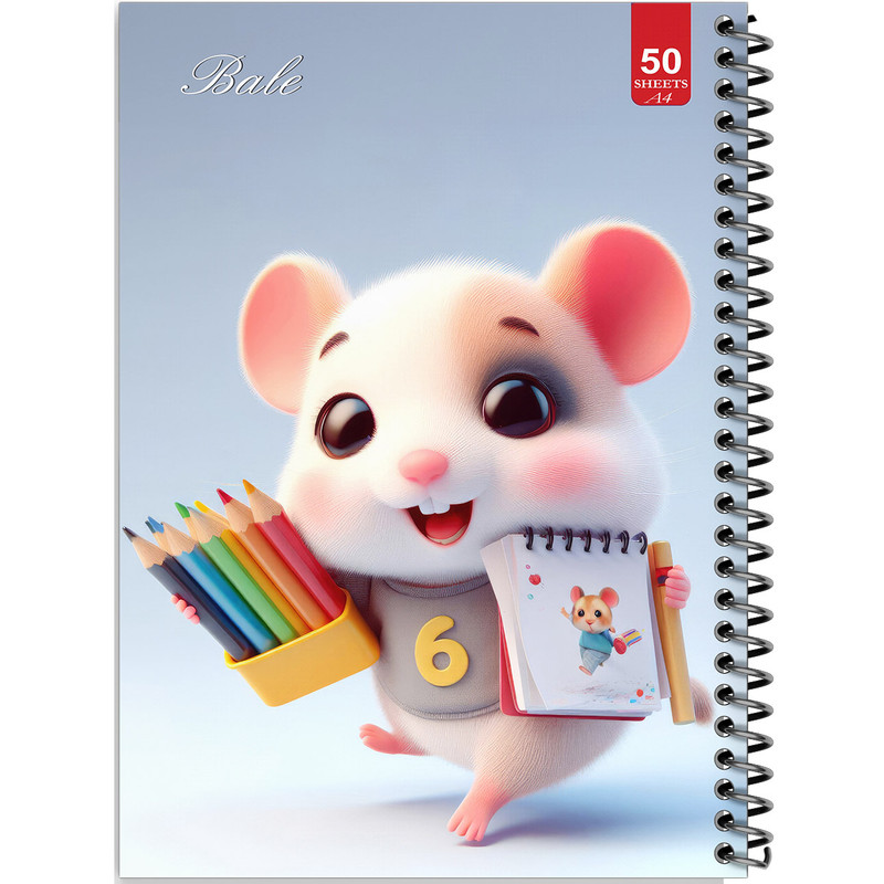 دفتر نقاشی 50 برگ انتشارات بله طرح موش کوچولو و مداد رنگی کد A4-L315