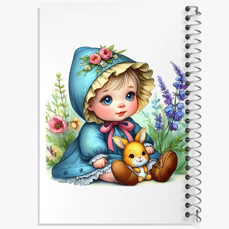 دفتر مشق 100 برگ خندالو طرح دخترانه کیوت کد F6191