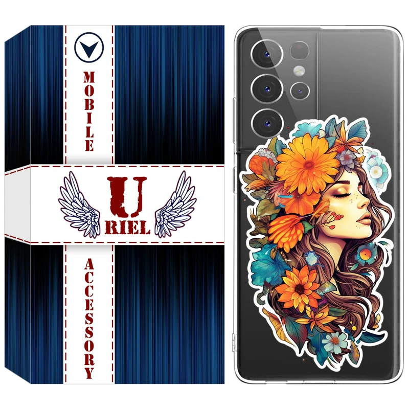 کاور یوریل مدل Clear کد 52 طرح دختر مناسب برای گوشی موبایل سامسونگ Galaxy S21 Ultra