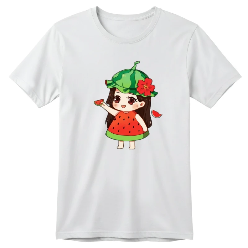 تی‌شرت آستین کوتاه بچگانه مدل دخترک یلدایی کد v43 