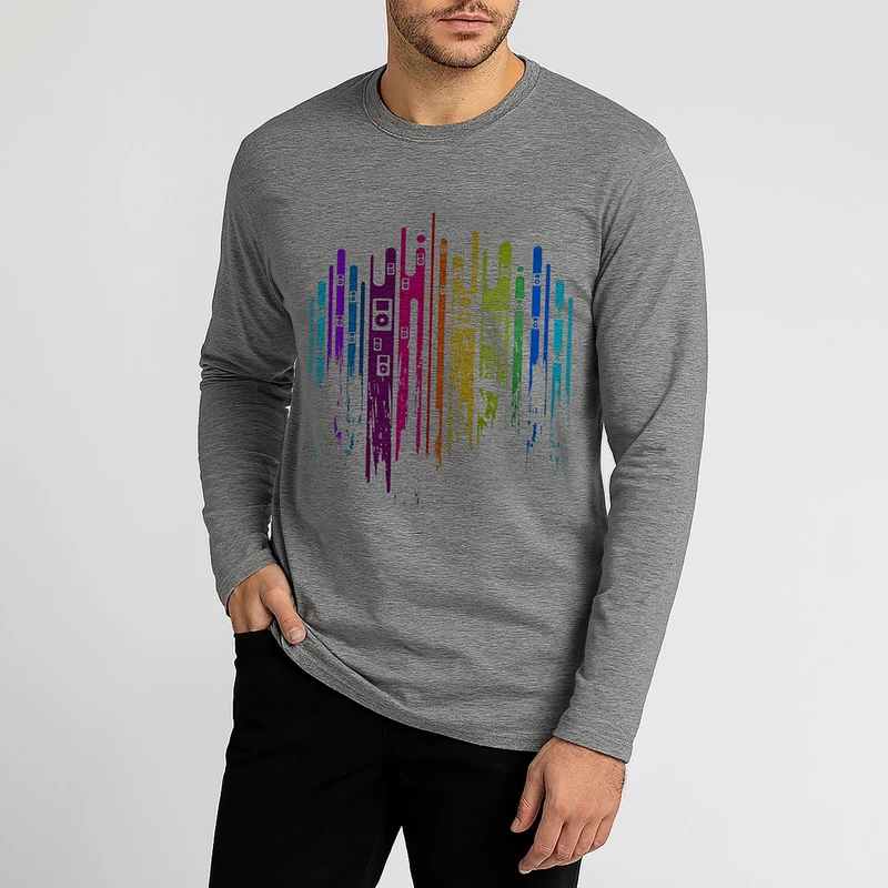 تیشرت آستین بلند مردانه مدل رنگارنگ W52