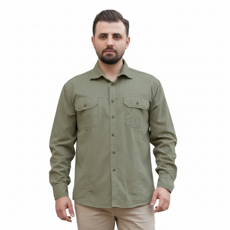 پیراهن آستین بلند یقه برگردان مردانه مدل وارنا کد 04