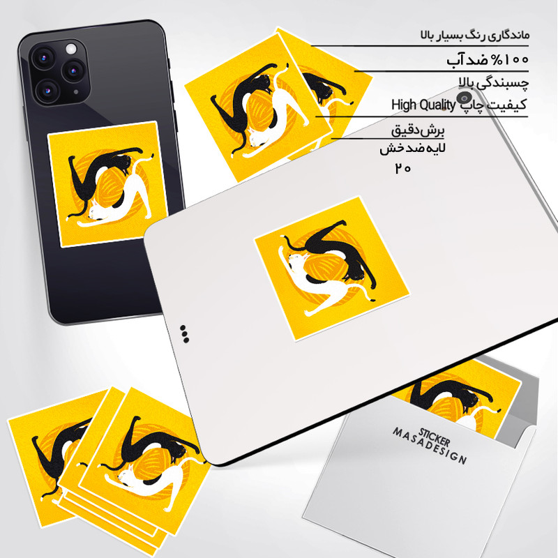 استیکر تزئینی موبایل و تبلت ماسا دیزاین مدل stkv0196 طرح گربه
