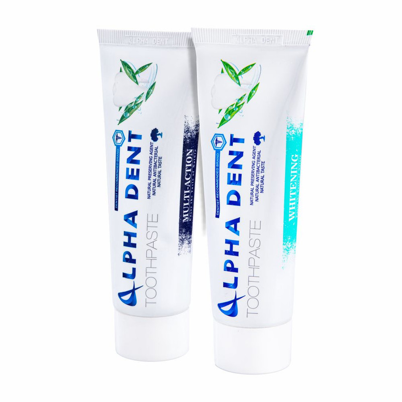 خمیر دندان آلفادنت مدل multi action و whitening حجم 75 میلی لیتر
