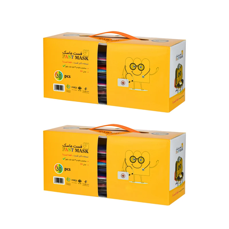 ماسک تنفسی کودک فست مدل رنگارنگ 2 بسته 30 عددی