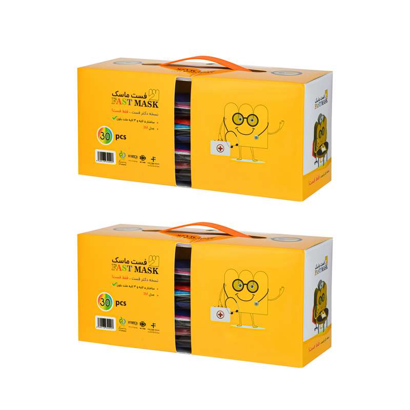 ماسک تنفسی کودک فست مدل رنگارنگ 2 بسته 30 عددی