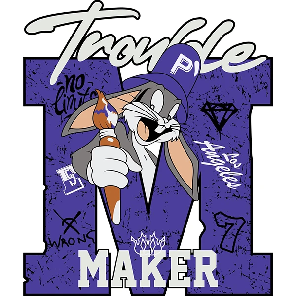 استیکر پارچه و لباس پاد آفرین طرح خرگوشی و حرف M کد 2800