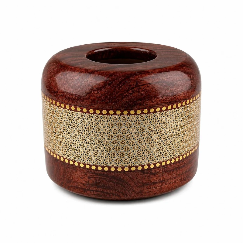 جعبه دستمال کاغذی خاتم کاری چوبی آقاجانی کد J 1796