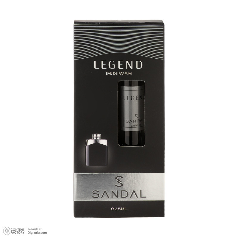 عطر جیبی مردانه صندل مدل LEGEND با رایحه شیرین، خنک حجم 25 میلی‌لیتر