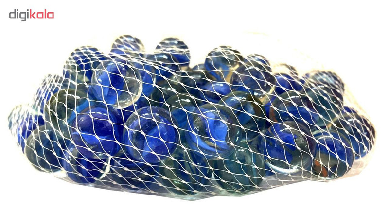 تیله شیشه ای گلدونه مدل سه پر آبی بسته 50 عددی