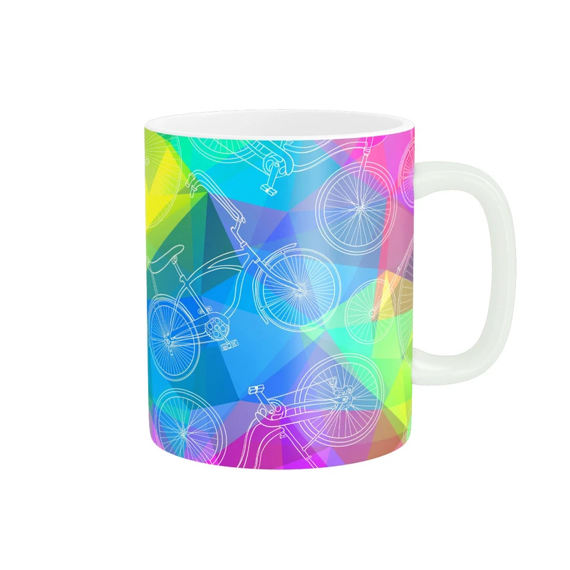 ماگ پاد آفرین مدل دوچرخه زمینه رنگین کمانی کد 67