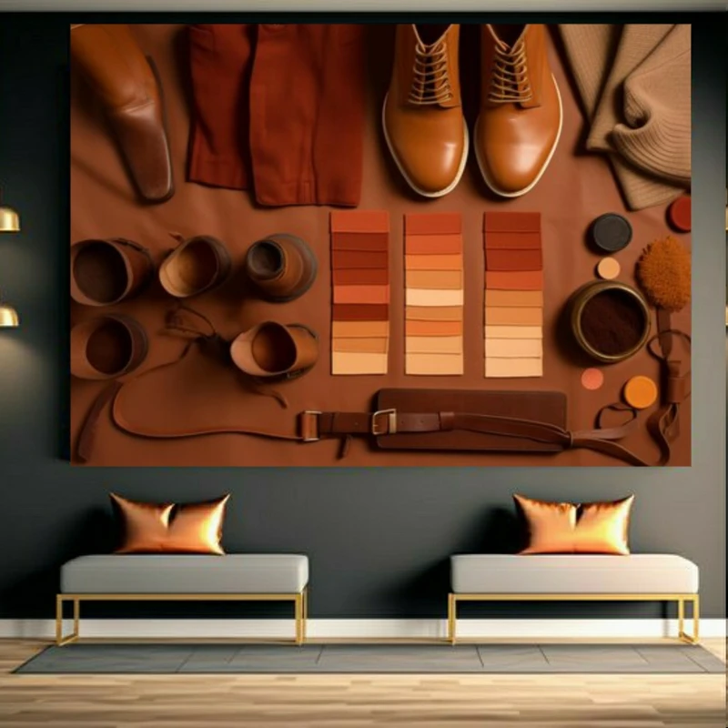 پوستر پارچه ای طرح مخمل محصولات چرمی مدل کفش کد FP105694