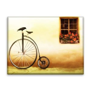 کاشی اطلس آبی طرح دوچرخه کلاسیک گل پنجره مدل T1310 