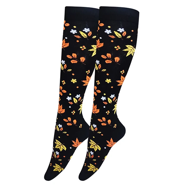 جوراب ساق بلند زنانه تن پوش هنگامه مدل پنبه زیرزانو برگ پاییزی